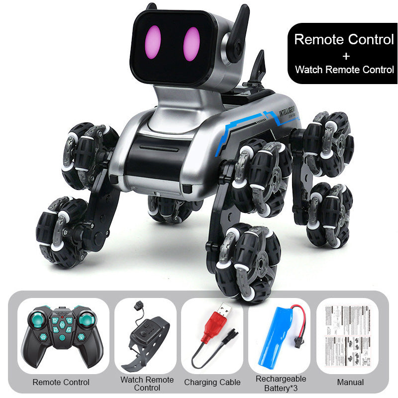 🔥Offre Spéciale✨Robot Chien Acrobatique 8 Roues🐾Détection Gestuelle, 360° Cascades, Lumières LED et Musique🤖