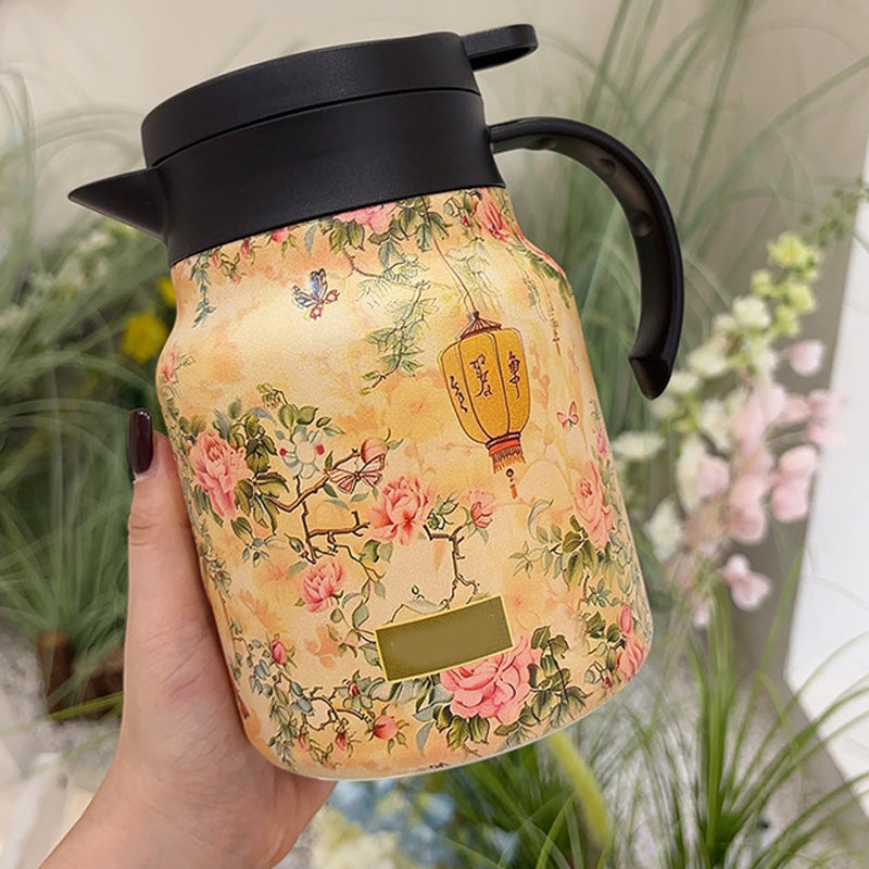 🎉50% DE RÉDUCTION EXCEPTIONNELLE ! ✨ Théière Isolante 1000ml avec Filtre – Élégance Florale & Conservation Longue de la Température ☕
