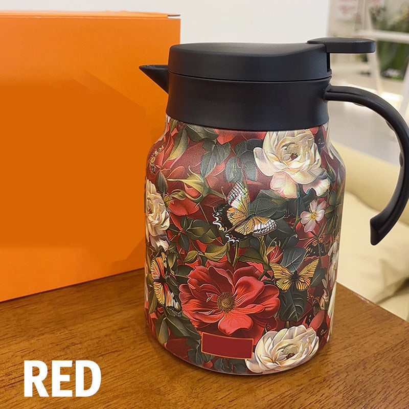 🎉50% DE RÉDUCTION EXCEPTIONNELLE ! ✨ Théière Isolante 1000ml avec Filtre – Élégance Florale & Conservation Longue de la Température ☕