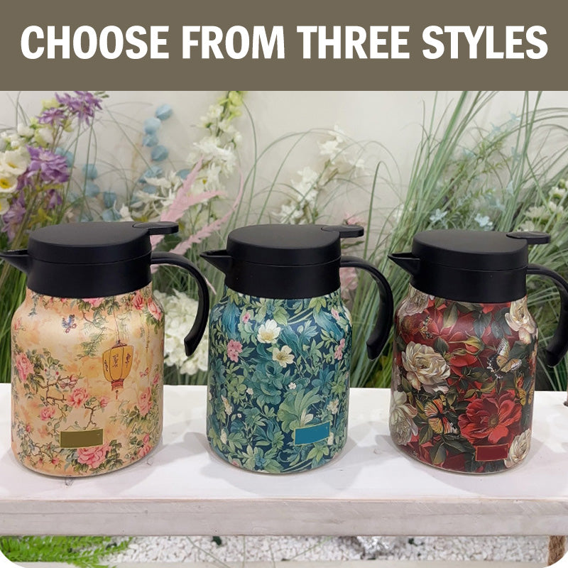 🎉50% DE RÉDUCTION EXCEPTIONNELLE ! ✨ Théière Isolante 1000ml avec Filtre – Élégance Florale & Conservation Longue de la Température ☕