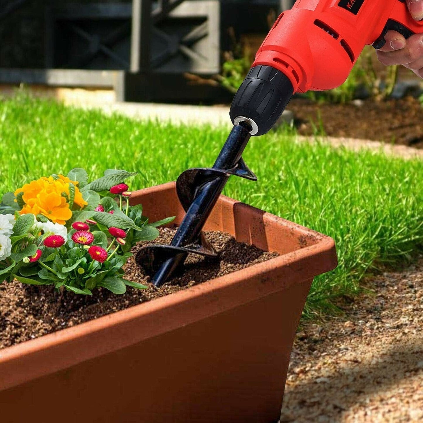 🎁 PROMO FLASH 50%🌱Foret Tarière pour Jardin – Acier Haute Teneur, Profondeur 43 cm, Compatible Perceuse, Plantation Bulbes & Semis, Désherbage ✨