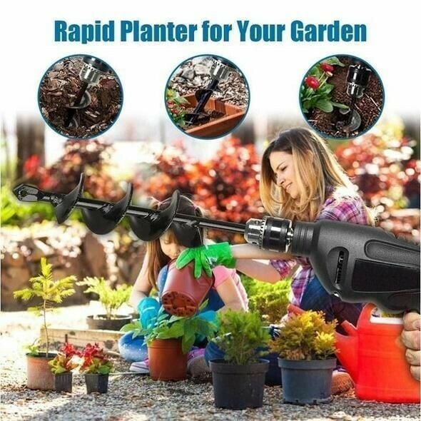 🎁 PROMO FLASH 50%🌱Foret Tarière pour Jardin – Acier Haute Teneur, Profondeur 43 cm, Compatible Perceuse, Plantation Bulbes & Semis, Désherbage ✨