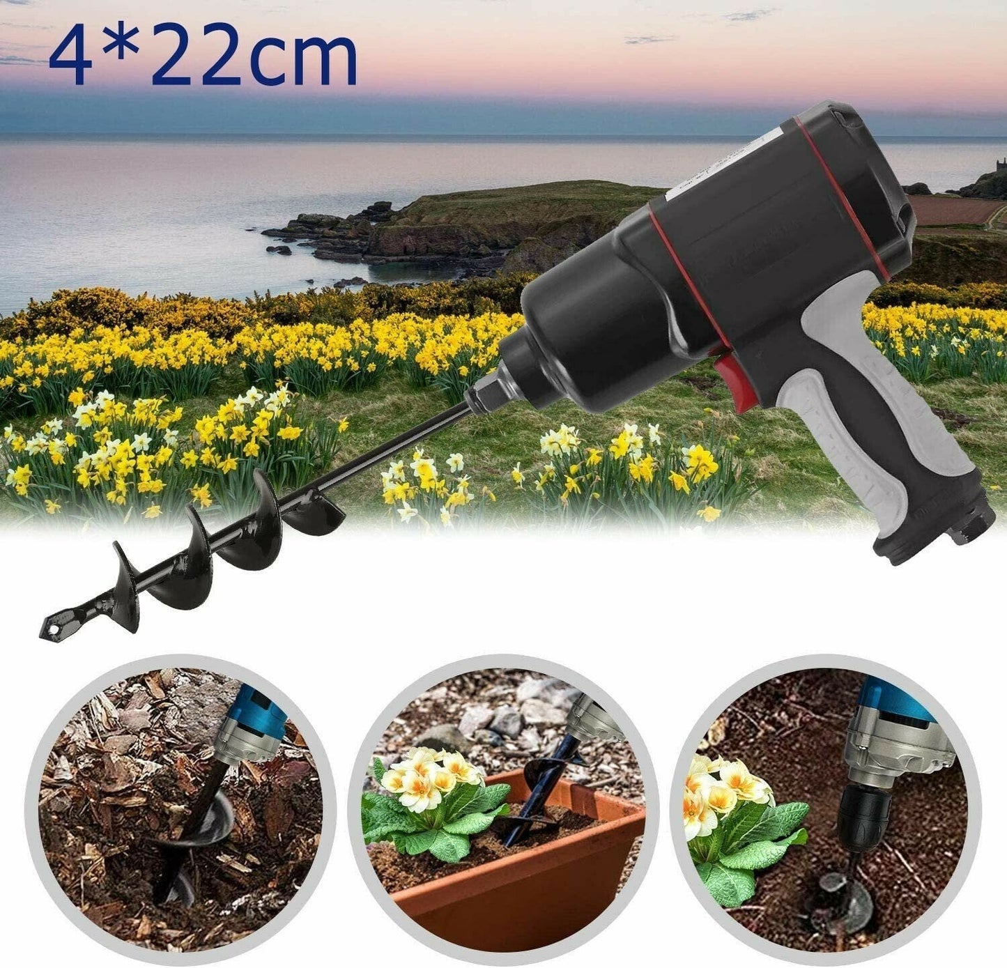 🎁 PROMO FLASH 50%🌱Foret Tarière pour Jardin – Acier Haute Teneur, Profondeur 43 cm, Compatible Perceuse, Plantation Bulbes & Semis, Désherbage ✨