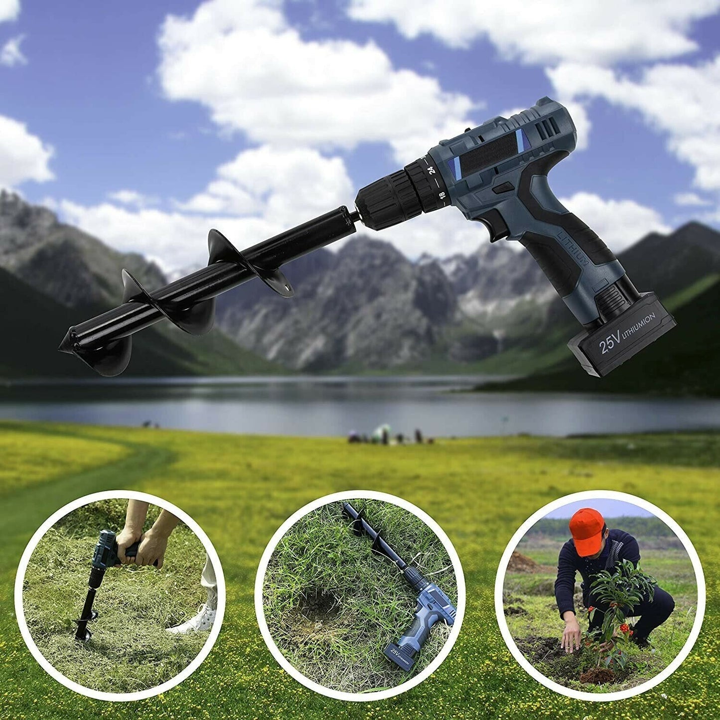 🎁 PROMO FLASH 50%🌱Foret Tarière pour Jardin – Acier Haute Teneur, Profondeur 43 cm, Compatible Perceuse, Plantation Bulbes & Semis, Désherbage ✨
