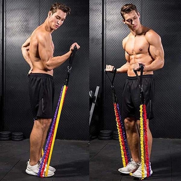 💪PROMO LIMITÉE 50% DE RÉDUCTION✨Kit Bandes de Résistance 12 Pièces – 10-100 LBS, Latex Naturel, Mallette Transport🧳