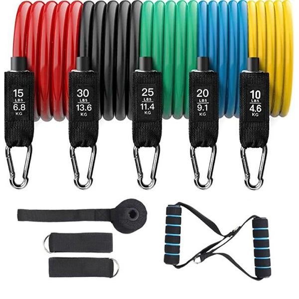 💪PROMO LIMITÉE 50% DE RÉDUCTION✨Kit Bandes de Résistance 12 Pièces – 10-100 LBS, Latex Naturel, Mallette Transport🧳