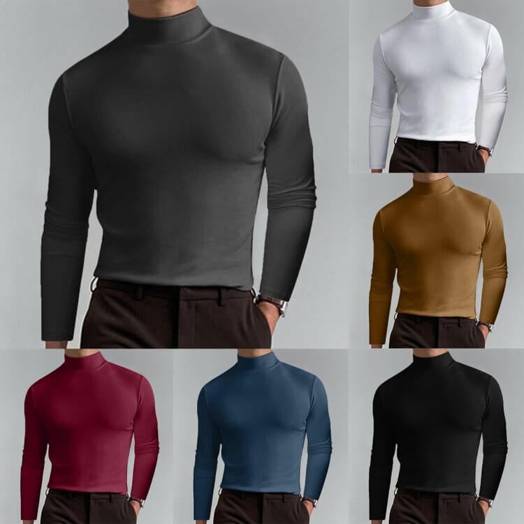 👕T-shirt Homme à Col Montant✨Coupe Adjustable et Tissu Respirant, Idéal pour Sport ou Quotidien🏃‍♂️
