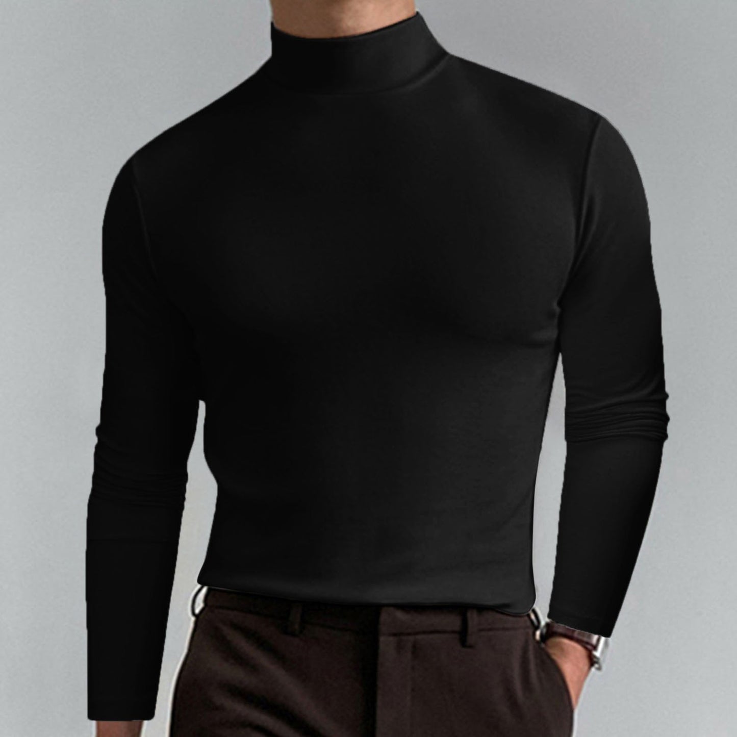 👕T-shirt Homme à Col Montant✨Coupe Adjustable et Tissu Respirant, Idéal pour Sport ou Quotidien🏃‍♂️