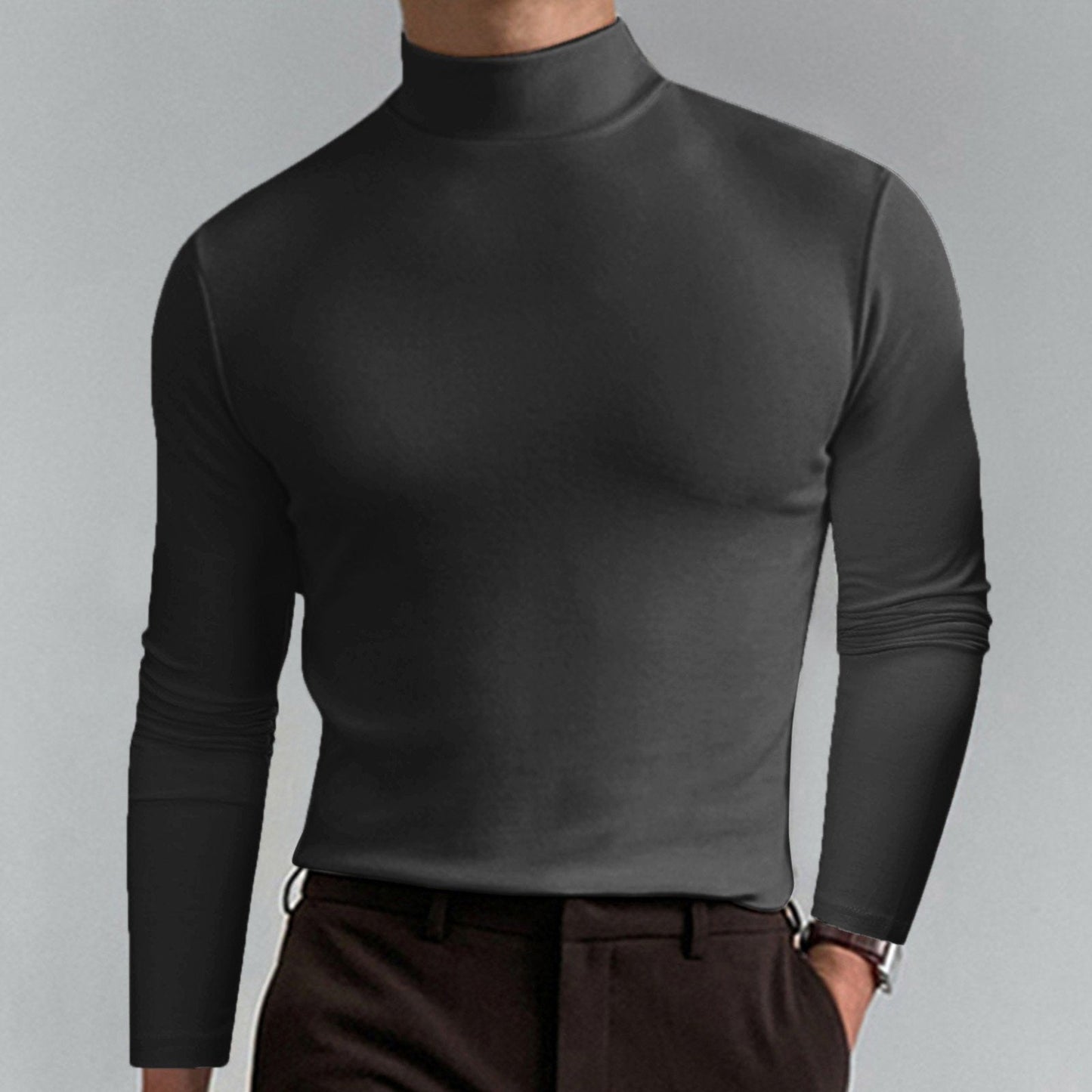 👕T-shirt Homme à Col Montant✨Coupe Adjustable et Tissu Respirant, Idéal pour Sport ou Quotidien🏃‍♂️