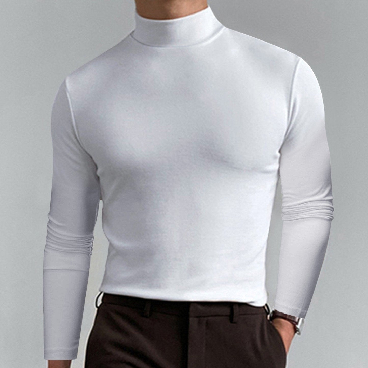👕T-shirt Homme à Col Montant✨Coupe Adjustable et Tissu Respirant, Idéal pour Sport ou Quotidien🏃‍♂️