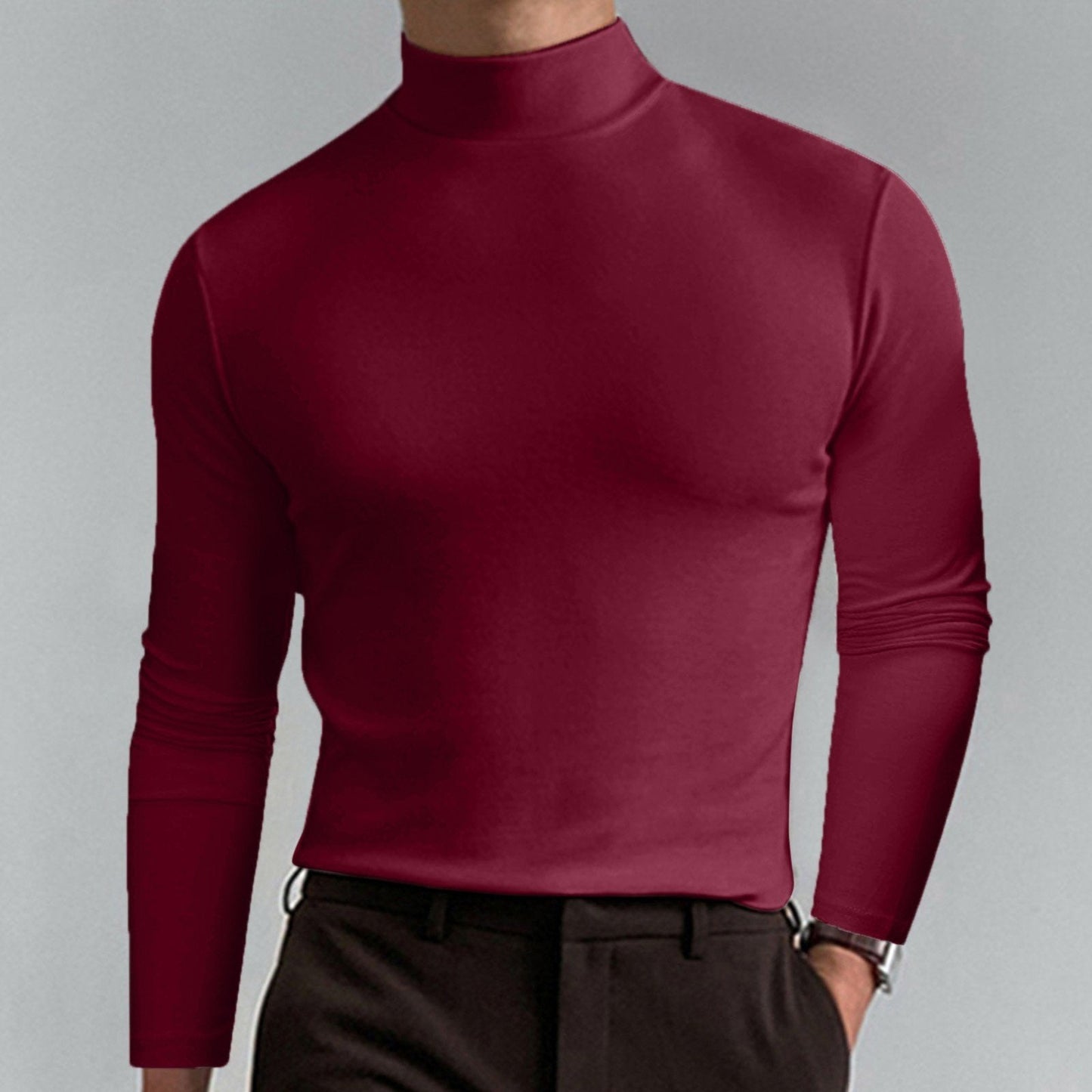 👕T-shirt Homme à Col Montant✨Coupe Adjustable et Tissu Respirant, Idéal pour Sport ou Quotidien🏃‍♂️