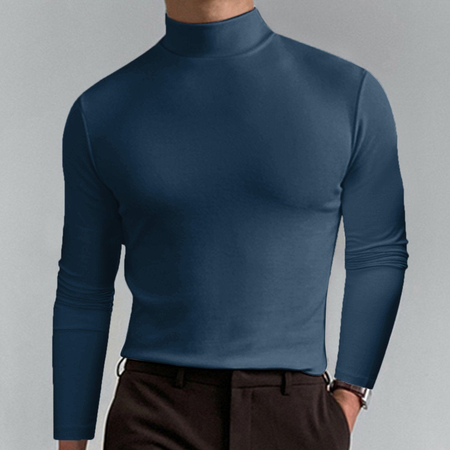 👕T-shirt Homme à Col Montant✨Coupe Adjustable et Tissu Respirant, Idéal pour Sport ou Quotidien🏃‍♂️