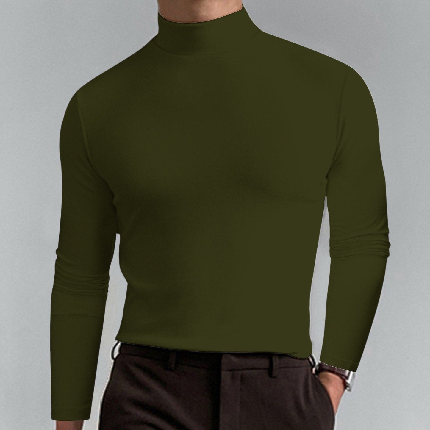👕T-shirt Homme à Col Montant✨Coupe Adjustable et Tissu Respirant, Idéal pour Sport ou Quotidien🏃‍♂️