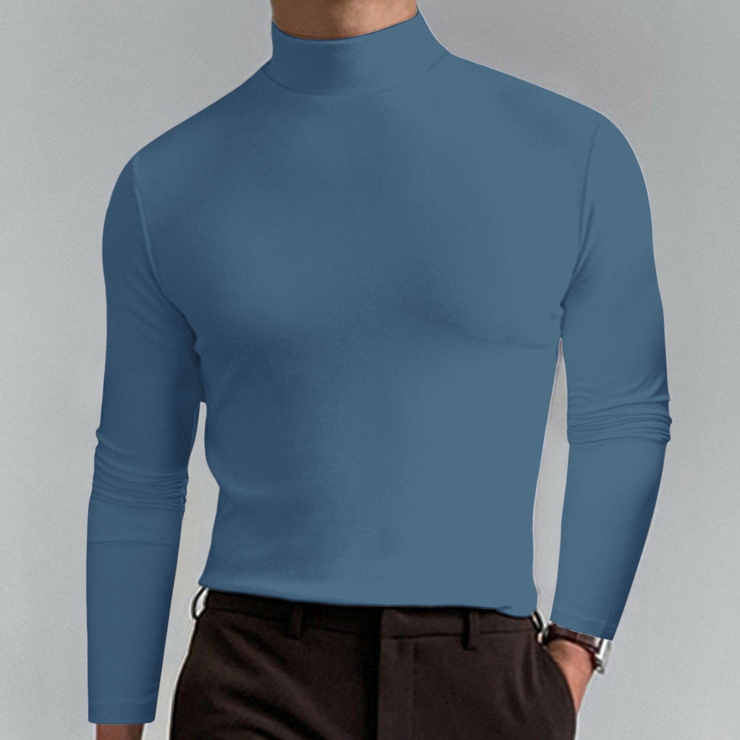 👕T-shirt Homme à Col Montant✨Coupe Adjustable et Tissu Respirant, Idéal pour Sport ou Quotidien🏃‍♂️
