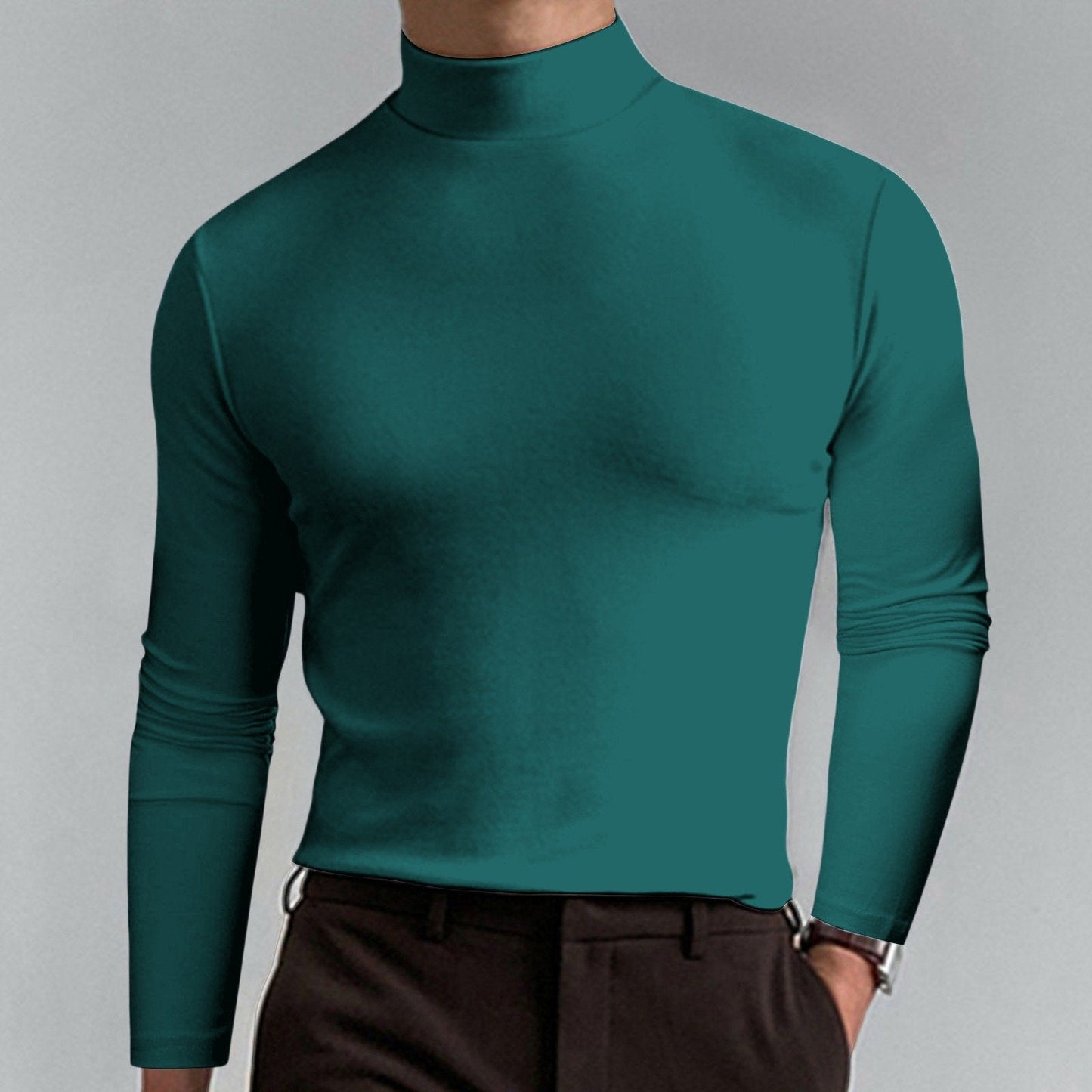 👕T-shirt Homme à Col Montant✨Coupe Adjustable et Tissu Respirant, Idéal pour Sport ou Quotidien🏃‍♂️