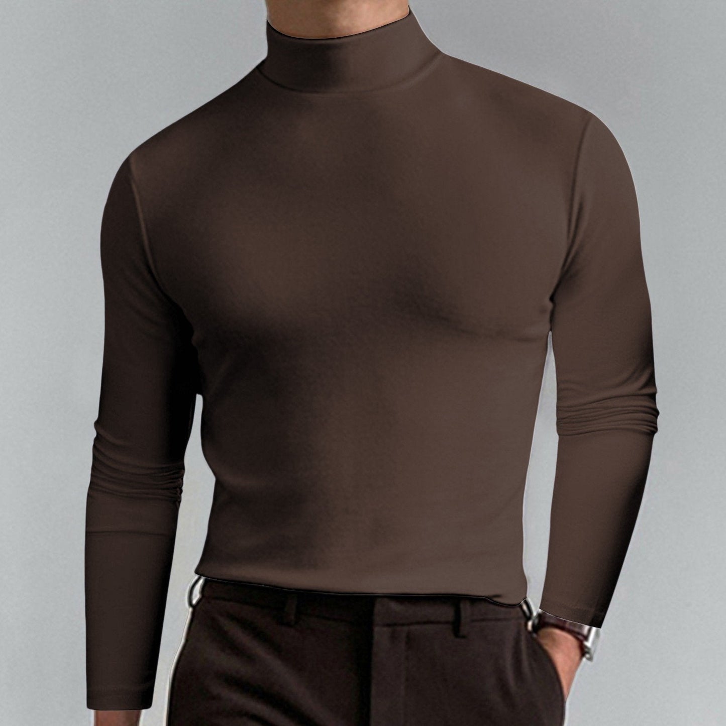 👕T-shirt Homme à Col Montant✨Coupe Adjustable et Tissu Respirant, Idéal pour Sport ou Quotidien🏃‍♂️