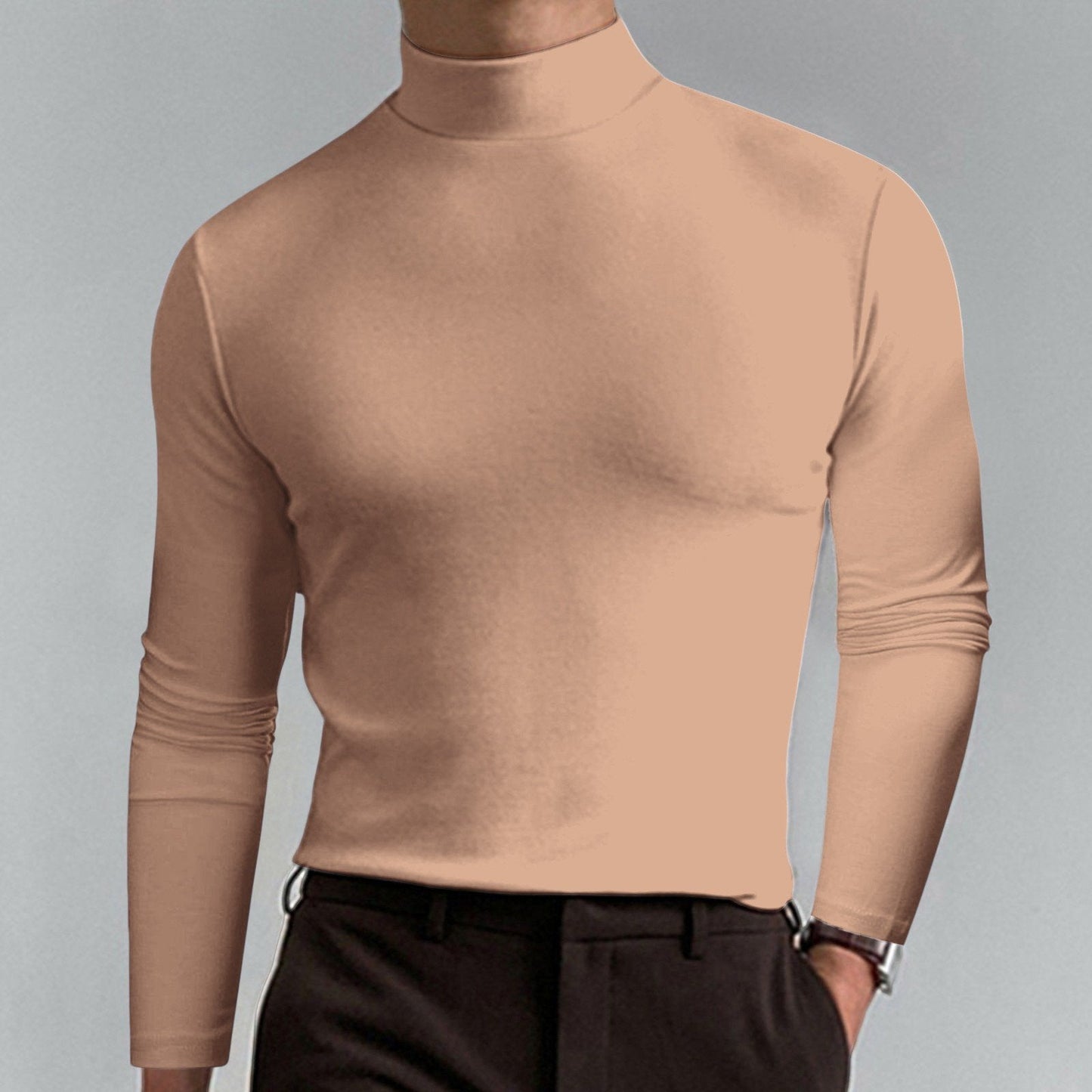 👕T-shirt Homme à Col Montant✨Coupe Adjustable et Tissu Respirant, Idéal pour Sport ou Quotidien🏃‍♂️