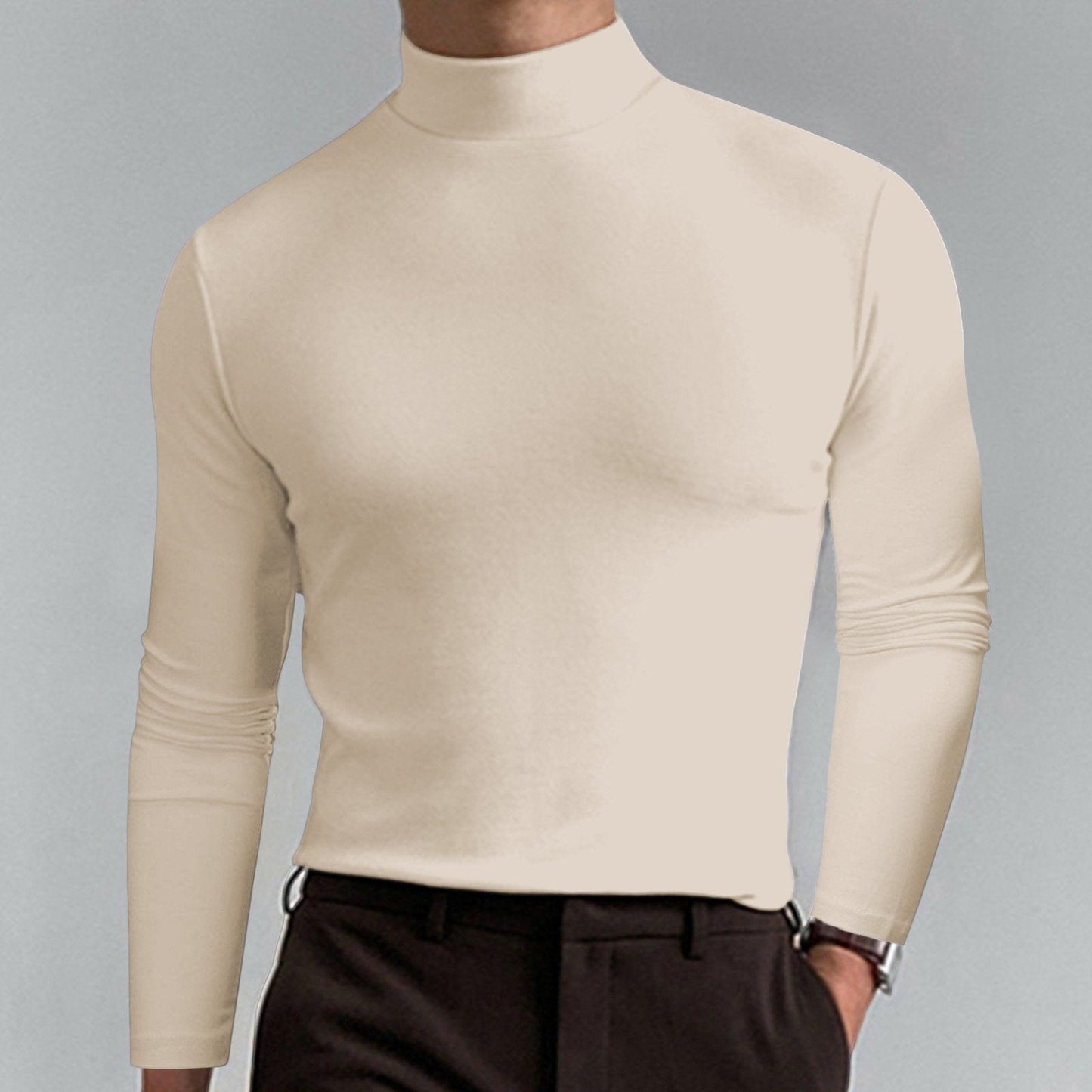 👕T-shirt Homme à Col Montant✨Coupe Adjustable et Tissu Respirant, Idéal pour Sport ou Quotidien🏃‍♂️