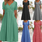Femmes Col V Manches Courtes Robes Longues