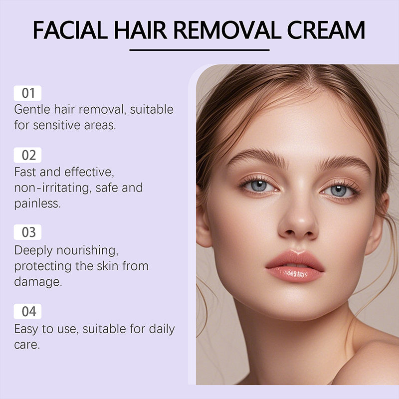 Crème Dépilatoire Douce et Indolore pour le Visage - Formule Hydratante, Testée Dermatologiquement