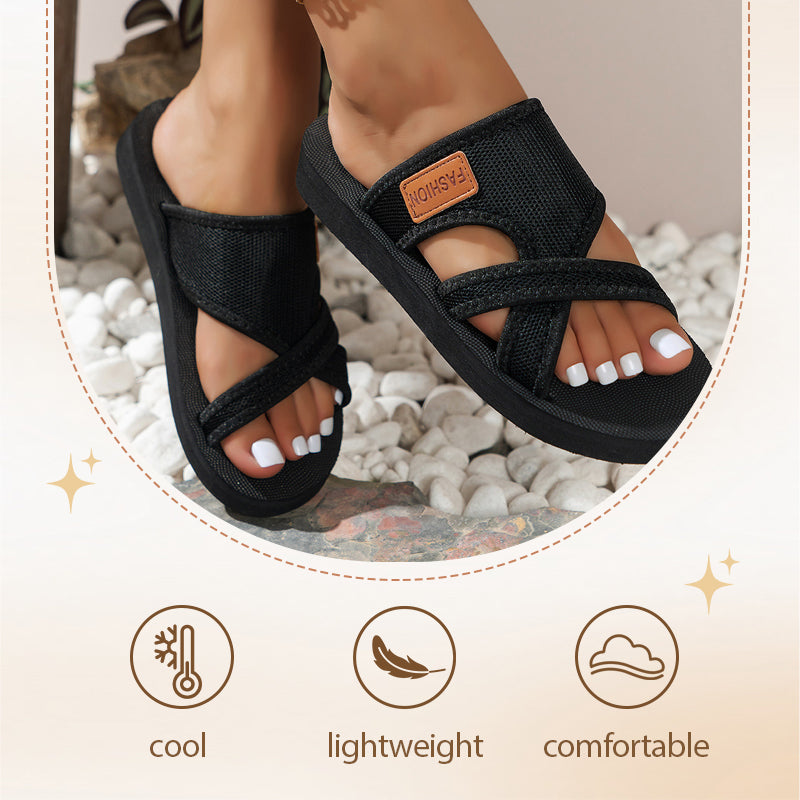 👡50% DE RÉDUCTION ✨ Sandales slides à brides croisées élégantes pour femmes – Légères, confortables et parfaites pour l’été et le quotidien 🌸