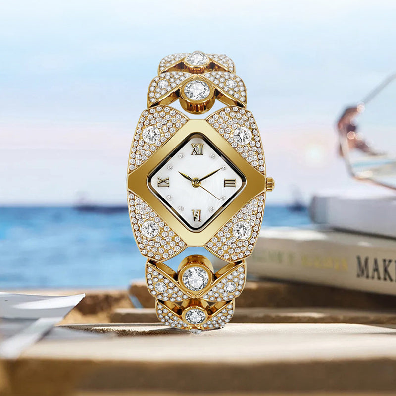 💎⌚Montre à quartz rétro pour femme avec strass scintillants✨