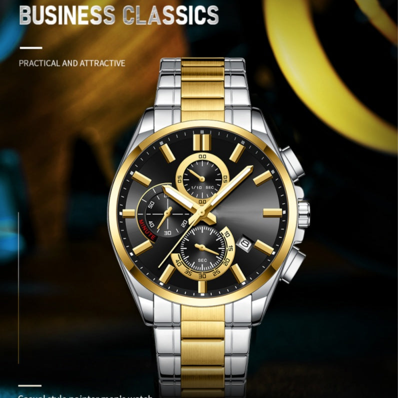 ⌚Montre-bracelet d'affaires en acier inoxydable pour hommes