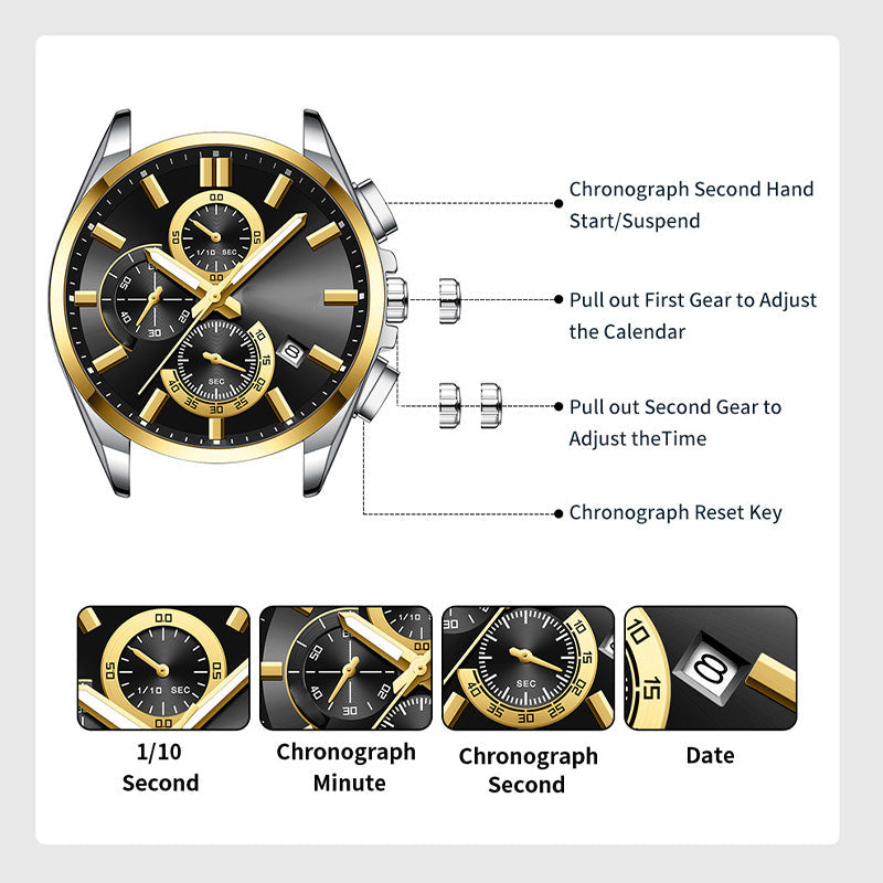 ⌚Montre-bracelet d'affaires en acier inoxydable pour hommes