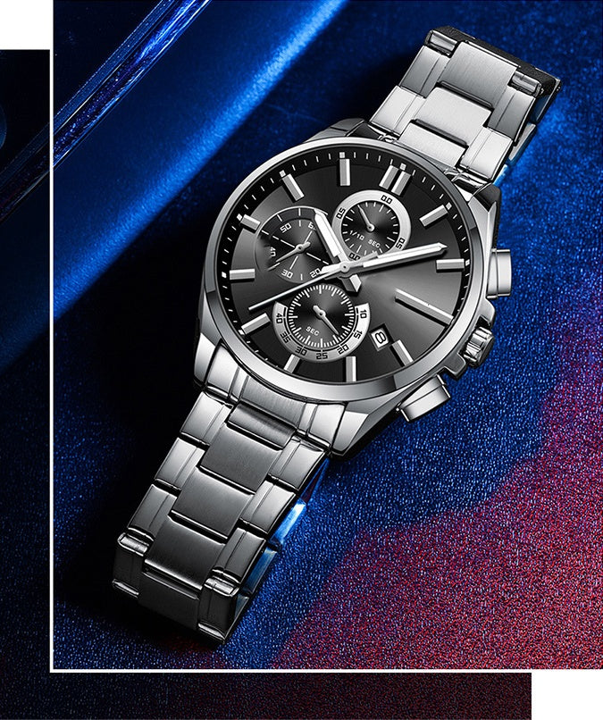 ⌚Montre-bracelet d'affaires en acier inoxydable pour hommes