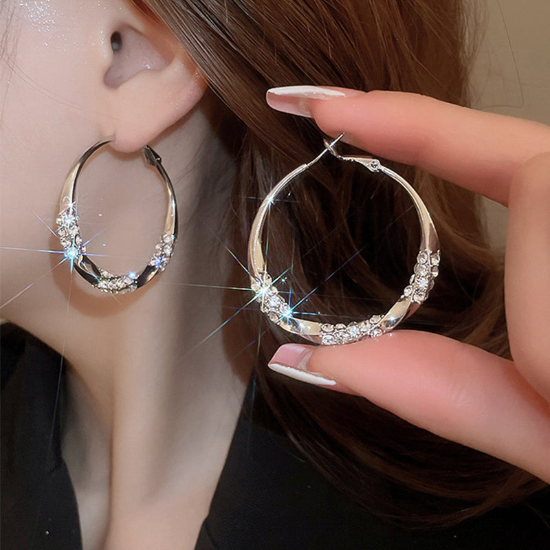 🌙💎Boucles d'oreilles circulaires avec zircon