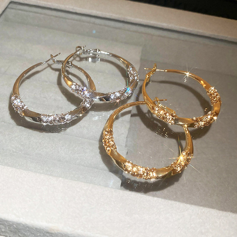 🌙💎Boucles d'oreilles circulaires avec zircon