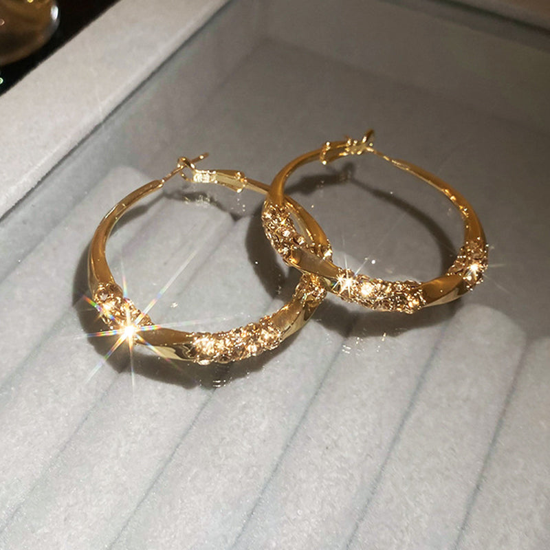 🌙💎Boucles d'oreilles circulaires avec zircon