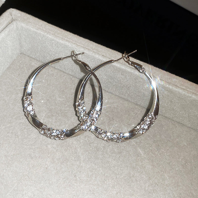 🌙💎Boucles d'oreilles circulaires avec zircon