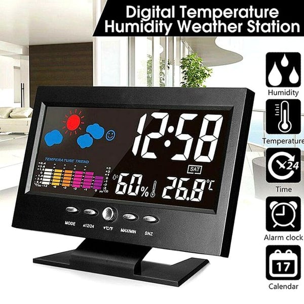 ⏰Promotion du dernier jour 50%🔥Moniteur numérique de température et d'humidité à LED prévisions météo compteur à LED réveil