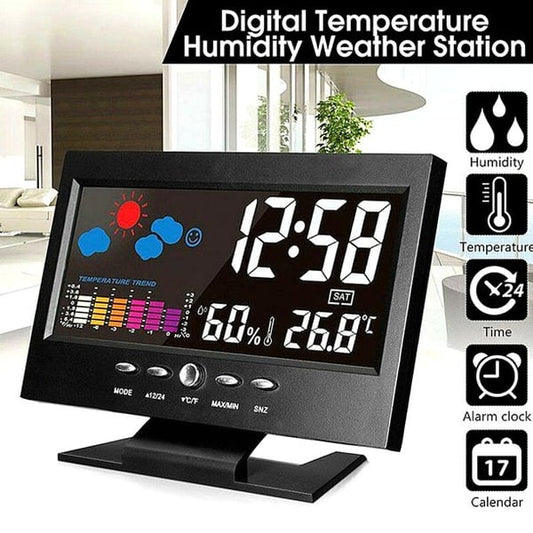 ⏰Promotion du dernier jour 50%🔥Moniteur numérique de température et d'humidité à LED prévisions météo compteur à LED réveil