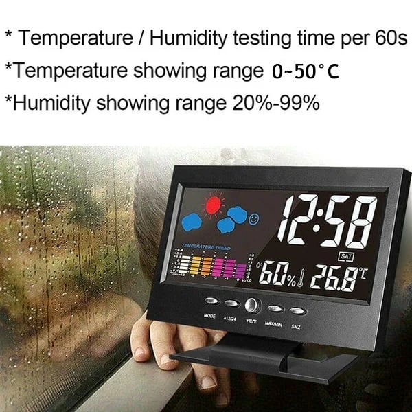 ⏰Promotion du dernier jour 50%🔥Moniteur numérique de température et d'humidité à LED prévisions météo compteur à LED réveil