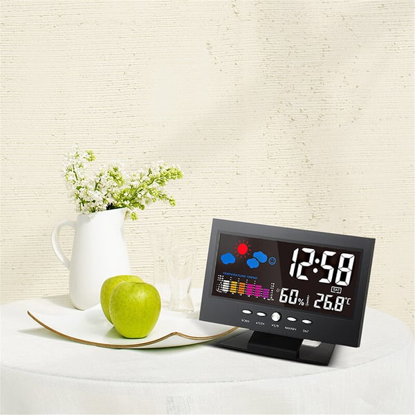 ⏰Promotion du dernier jour 50%🔥Moniteur numérique de température et d'humidité à LED prévisions météo compteur à LED réveil