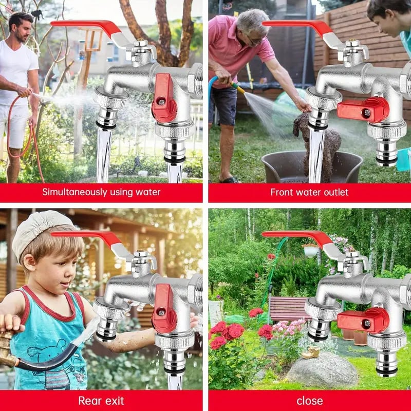 🔥Robinet extérieur à double sortie certifié WRAS | Clapet anti-retour intégré et laiton antigel (UKCA/CE)