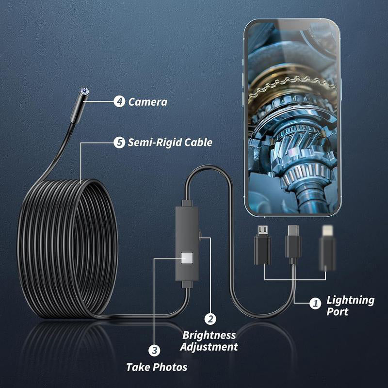 🔍50% DE RÉDUCTION🌊Caméra endoscopique HD – Imperméable, Haute résolution & Flexible pour inspections étroites📱