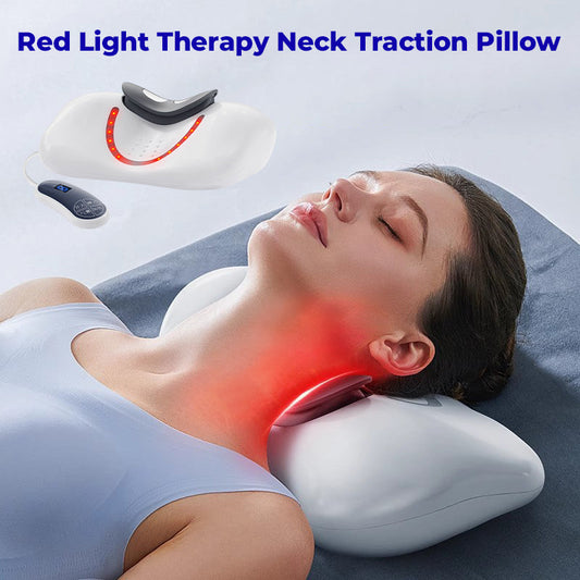 🎁Oreiller de traction cervicale avec luminothérapie rouge
