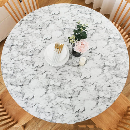 Nappe Ronde Ajustée à Motif Marbre avec Bords Élastiques