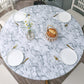 Nappe Ronde Ajustée à Motif Marbre avec Bords Élastiques