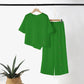 👚50% DE RÉDUCTION!🌸Ensemble Deux Pièces pour Femme – Top avec Ourlet Asymétrique & Pantalon à Jambes Larges, Look Moderne & Confortable💃