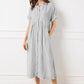 💎💃Robe Chemise Rayée à Revers et Boutons – Poches Fonctionnelles, Coupe Loose & Élégance Intemporelle🌟👗