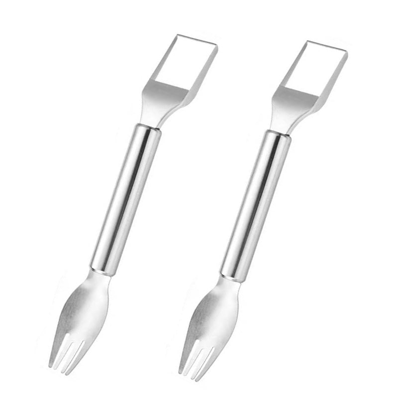 Coupe-fruits 2 en 1 en acier inoxydable avec couteau et fourchette