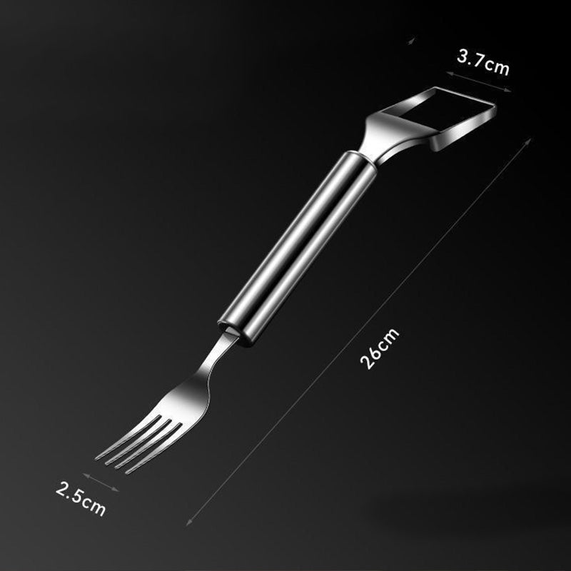 Coupe-fruits 2 en 1 en acier inoxydable avec couteau et fourchette