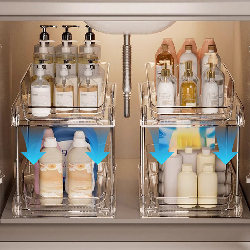 🚰 50% DE RÉDUCTION! 🧺 Organisateur coulissant sous lavabo – Gain de place & rangement pratique ✨