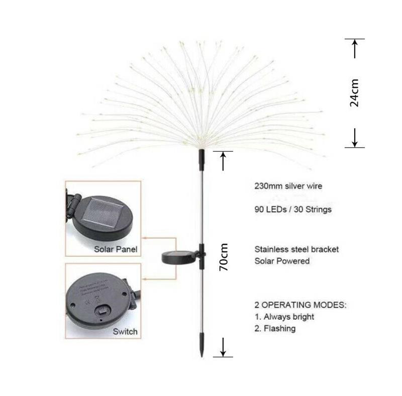 💎 50% DE RÉDUCTION ! 💎 Lampe Solaire « Feu d’Artifice » Étanche IP65 – 90 LED, 2 Modes & Installation Sans Fil pour Jardin, Pelouse ou Piscine 🌟🎆