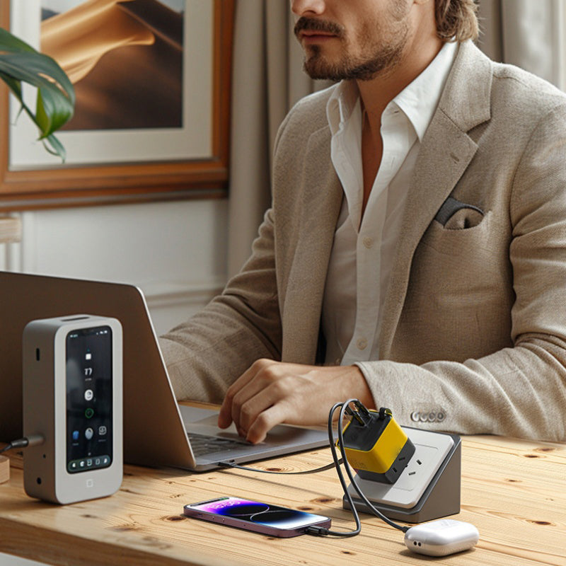 Chargeur secteur 80 W à charge rapide avec câble USB-C rétractable de 80 cm