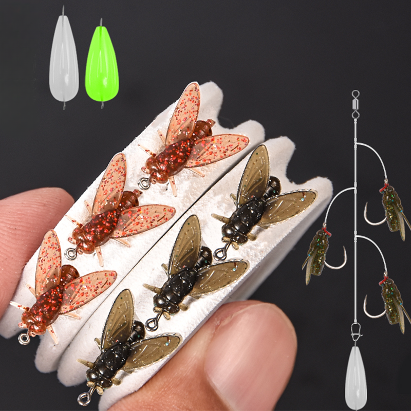 🏆🐟Ensemble de leurres artificiels pour la pêche à la mouche avec plusieurs hameçons